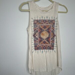Lucky Brand Cream and Multicolor Tank Top